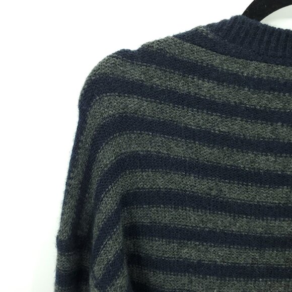 Vince Merino Wool/Camel Blend Slouchy Stripe Sweater M Black/Gray - Picture 12 of 16